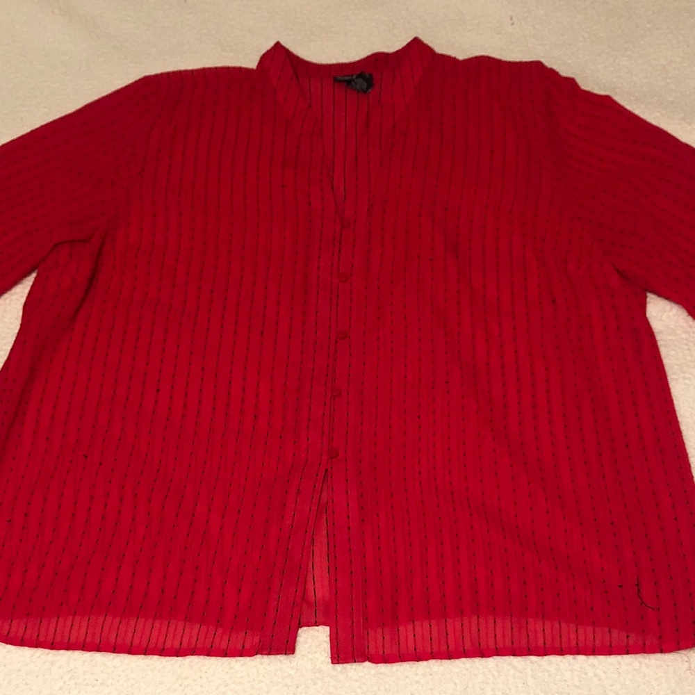 Maggie Barnes Bright Red button up blouse